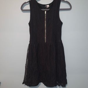 H&M black lace zip up dress